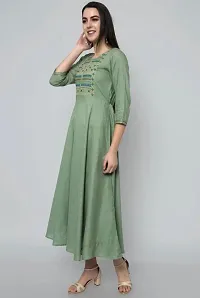 KUROCK Embroidery Green Flared Anarkali Kurta for Women-thumb3
