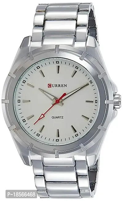 Elegant Silver Stainless Steel Analog Watches For Men