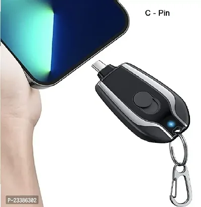 Gatih Key Chain Power Bank Small Portable Mini Pin Plug 1500mah Fast Finger Device Charge Compatible with C-Type Best Travel As Well As Gift Tool (Pack of 1, Multi-Color)-thumb0