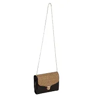 XELIG Women's Girls Party Sling Bag with Golden Color Chain (Brown Color)-thumb2