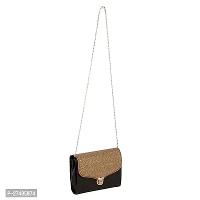 XELIG Women's Girls Party Sling Bag with Golden Color Chain (Brown Color)-thumb3