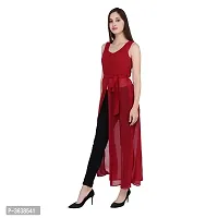 Maroon Solid Georgette A-Line Maxi Dress-thumb3