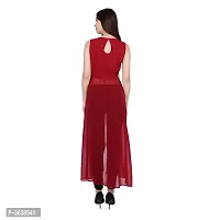 Maroon Solid Georgette A-Line Maxi Dress-thumb1