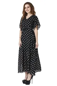 Women|Girls Georgette Plain Long V-Neck Maxi Dress-thumb1