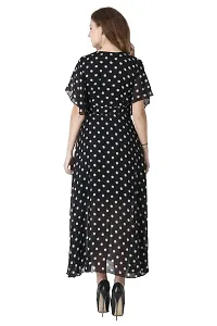 Women|Girls Georgette Plain Long V-Neck Maxi Dress-thumb4