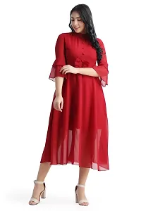 Contemporary Maroon Georgette Solid Maxi Dress For Women-thumb1