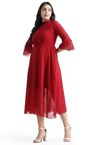 Contemporary Maroon Georgette Solid Maxi Dress For Women-thumb2