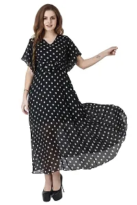 Pratyusha Dress Women Girls Georgette Plain Long V-Neck Maxi dress-thumb1