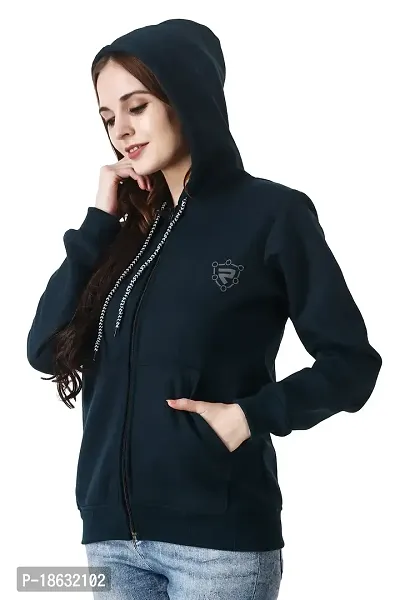 N  PG Women's Cotton Hooded Neck Sweatshirt (Jacket_Sky Blue_A-11_L_Dark Blue 1_L)