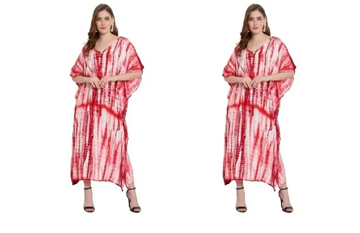 Classy Tie  Dye Rayon Kaftan Dress Combo of 2