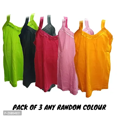 Multicolor Cotton Blend Girl Camisole (Pack of 3)-thumb0