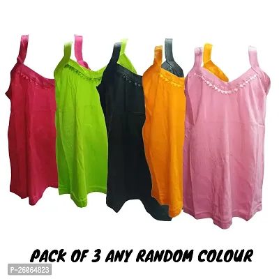 Multicolor Cotton Blend Girl Camisole (Pack of 3)-thumb0