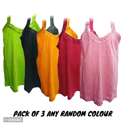 Multicolor Cotton Blend Girl Camisole (Pack of 3)