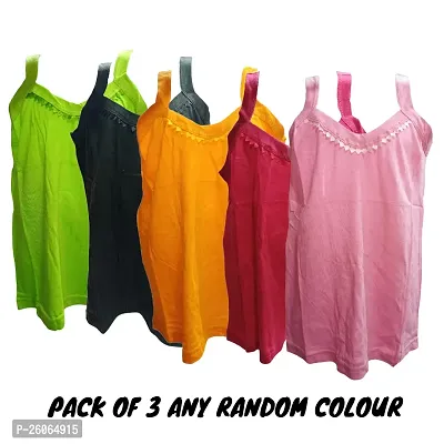 Multicolor Cotton Blend Girl Camisole (Pack of 3)