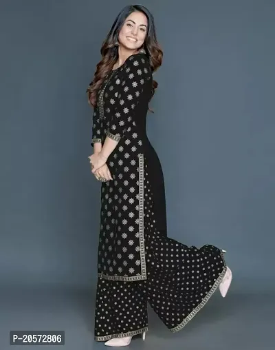 Gorgeous Black Printed Rayon Kurta For Women-thumb0