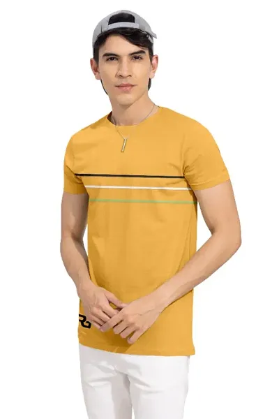 Stylish Blend Self Pattern Round Neck Tees For Men