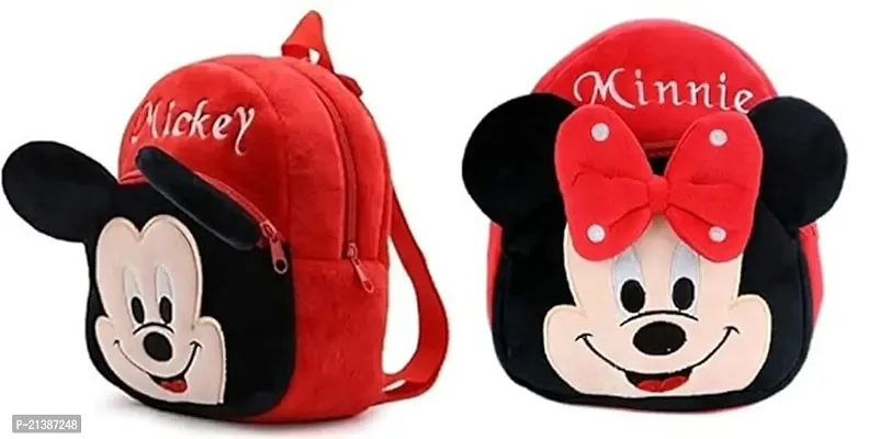 Ashvik Traders School Bag for K ids Plush Backpack Cartoon Toy  Children Gifts Boy Girl Baby School Bag for Kids (MICKEY AND RED MINNIE BAG)