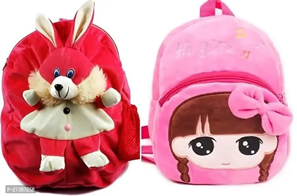 School Bag for K ids Plush Backpack Cartoon Toy  Children Gifts Boy Girl Baby School Bag for Kids (RABBIT AND HI GIRL BAG )