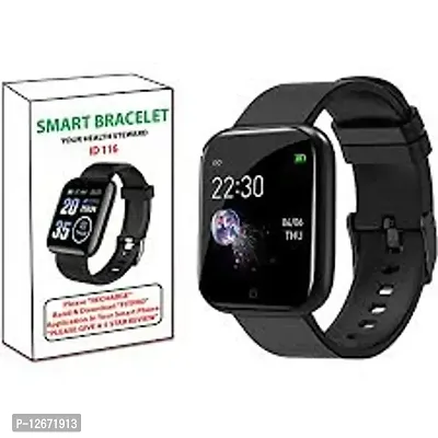 Smart Bracelet ID-116 X Plus Smartwatch Wireless Fitness Smart Band for Men, Women  Kids (Black Strap, Size : Free)