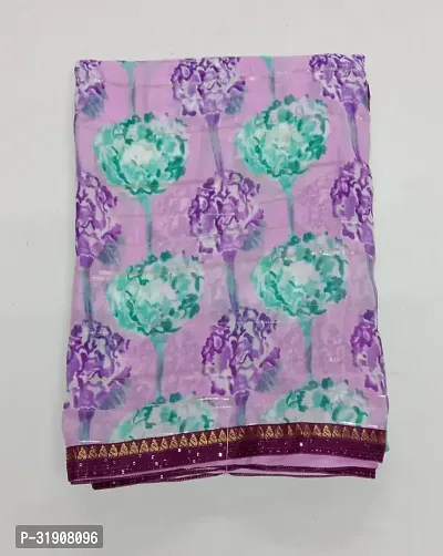 Stylish Lavender Georgette Saree With Blouse Piece For Women-thumb0