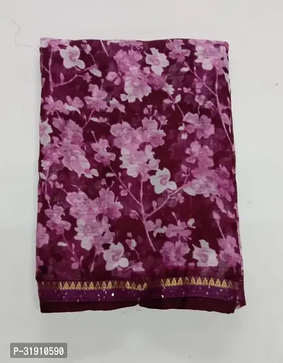 Stylish Purple Georgette Printed Saree with Blouse piece For Women