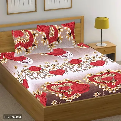 Comfortable Cotton Blend Printed Bedsheet with 2 Pillow Covers