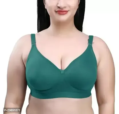 Stylish Green Cotton Blend Solid Bras For Women