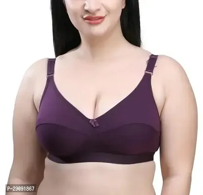 Stylish Purpal Cotton Blend Solid Bras For Women-thumb0