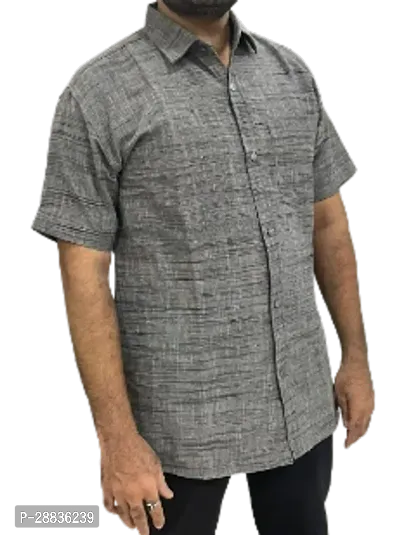 Reliable Grey Khadi Cotton Printed Casual Shirt For Men-thumb0