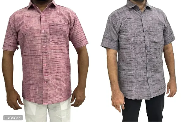 Reliable Multicoloured Khadi Cotton Printed Casual Shirts For Men Pack Of 2