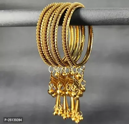 Elegant Golden Alloy Bangles For Women-thumb0