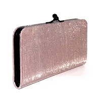 Stylish Pink Artificial Leather Self Pattern Clutches For Women-thumb1