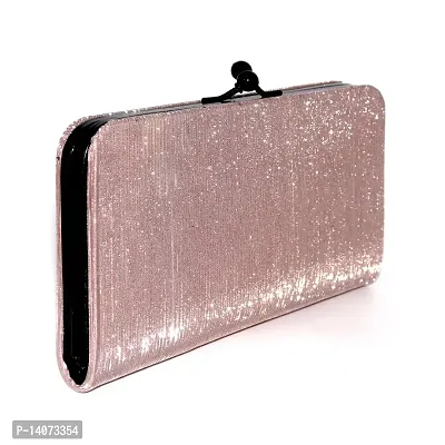 Stylish Pink Artificial Leather Self Pattern Clutches For Women-thumb2