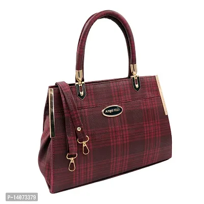 Stylish Maroon Artificial Leather Solid Handbags For Women-thumb4