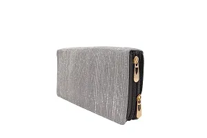 Stylish Grey Artificial Leather Self Pattern Clutches For Women-thumb2