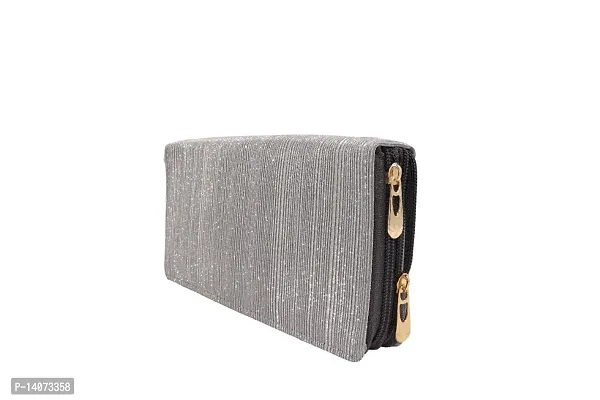 Stylish Grey Artificial Leather Self Pattern Clutches For Women-thumb3