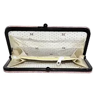 Stylish Pink Artificial Leather Self Pattern Clutches For Women-thumb3