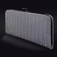 Stylish Grey Artificial Leather Self Pattern Clutches For Women-thumb2