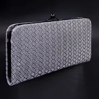 Stylish Grey Artificial Leather Self Pattern Clutches For Women-thumb1