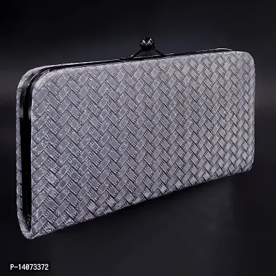 Stylish Grey Artificial Leather Self Pattern Clutches For Women-thumb2