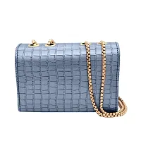 Stylish Blue Artificial Leather Self Pattern Clutches For Women-thumb3