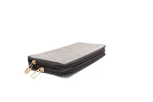 Stylish Grey Artificial Leather Self Pattern Clutches For Women-thumb1