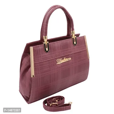 Stylish Pink Artificial Leather Solid Handbags For Women-thumb2