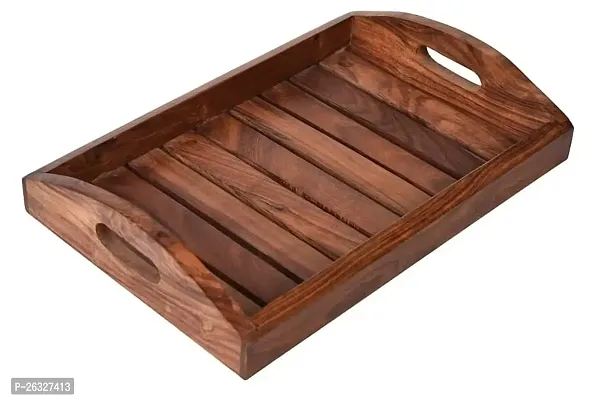 Wooden Serving Trays For Dining Table Brown, 12 X 8 X 2.25 Inch