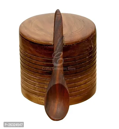 Sheesham Wood Handcrafted Wooden Sugar Tea Snacks Masala Jars For Kitchen Storage