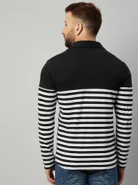 Black Striped Full Sleeve Cotton Knit Shirt-thumb2