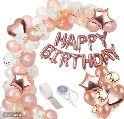 Premium Quality Birthday Decoration Combo Of Metallic Balloons, Heart And Star Foil Balloons