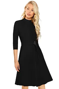 Stylish Knitted Polyester Solid Dress For Women-thumb2