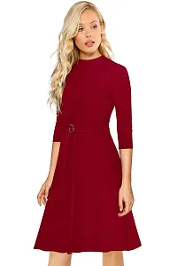 Stylish Knitted Polyester Solid Dress For Women-thumb2