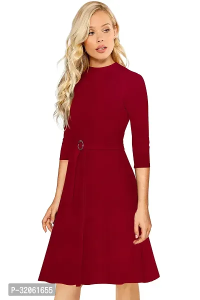 Stylish Knitted Polyester Solid Dress For Women-thumb3